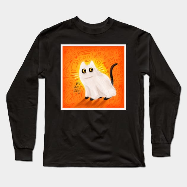 Ghost cat Long Sleeve T-Shirt by Rey Rey